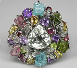 Потрясающее КРУПНОЕ кольцо с самоцветами! Ручная работа Серебро 925