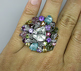 Потрясающее КРУПНОЕ кольцо с самоцветами! Ручная работа Серебро 925