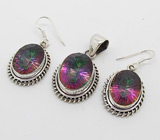 Комплект с мистик-топазами Серебро 925