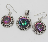 Комплект с мистик-топазами Серебро 925