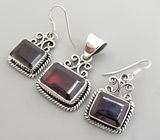 Комплект с родолитами Серебро 925