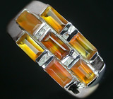 Эффектное кольцо с корнелианами Серебро 925