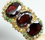 Кольцо из коллекции "Mia" с гранатами, цитринами и цаворитами Серебро 925