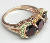 Кольцо из коллекции "Mia" с гранатами, цитринами и цаворитами Серебро 925