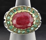 Кольцо с красным сапфиром Серебро 925