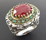 Кольцо с красным сапфиром Серебро 925