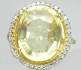 Крупное кольцо с цитрином и изумрудами Серебро 925