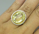 Крупное кольцо с цитрином и изумрудами Серебро 925