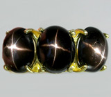 Кольцо с тремя звездчатыми диопсидами Серебро 925