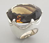 Массивное кольцо с крупным дымчатым топазом Серебро 925