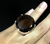 Массивное кольцо с крупным дымчатым топазом Серебро 925