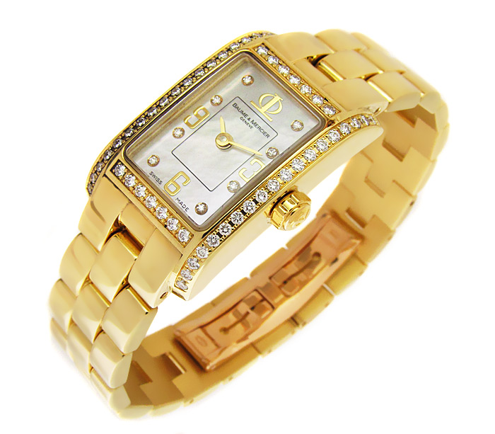 Золотые часы с бриллиантами от "Baume & Mercier" купить в интернет магазине Серебряные линии по доступной цене