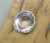 Массивное кольцо с крупным розовым аметистом, сапфирами и топазами Серебро 925