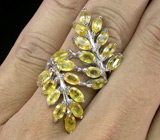 Элегантное кольцо с золотисто-желтыми сапфирами Серебро 925