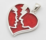 Двусторонний кулон с кораллом Серебро 925