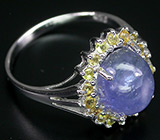 Кольцо с кабошоном танзанита и желтыми сапфирами Серебро 925