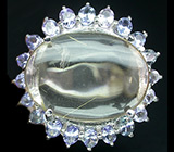 Кольцо с рутиловым кварцем и танзанитами Серебро 925