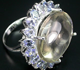 Кольцо с рутиловым кварцем и танзанитами Серебро 925