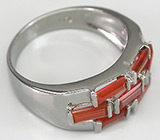 Эффектное кольцо с корнелианами Серебро 925