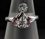 Изящное кольцо с топазами и пурпурными сапфирами Серебро 925