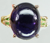 Кольцо из коллекции "Mia" с иолитом и цаворитами гранатами Серебро 925