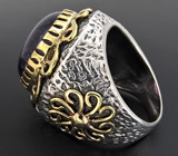 Массивное кольцо с крупным кабошоном сливового аметиста Серебро 925