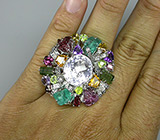 Потрясающее КРУПНОЕ кольцо с самоцветами! Ручная работа Серебро 925
