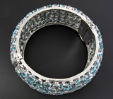Роскошный браслет с голубыми цирконами Серебро 925