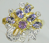 Кольцо из коллекции "Mia" с аметистом и танзанитами Серебро 925