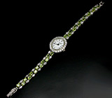 Часы на браслете с перидотами Серебро 925