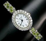 Часы на браслете с перидотами Серебро 925