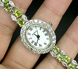 Часы на браслете с перидотами Серебро 925