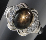 Элегантное кольцо со звездчатым сапфиром Серебро 925