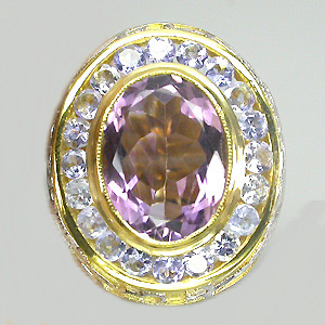 Перстень с аметистом и танзанитами