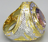 Перстень с аметистом и танзанитами Серебро 925