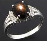 Изящное кольцо со звездчатым сапфиром Серебро 925