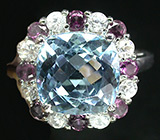 Прелестное кольцо с топазом, родолитами и цирконами Серебро 925