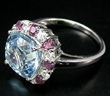 Прелестное кольцо с топазом, родолитами и цирконами Серебро 925
