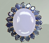 Кольцо с лавандовым халцедоном и синими сапфирами Серебро 925