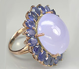 Кольцо с лавандовым халцедоном и синими сапфирами Серебро 925