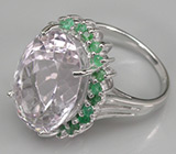 Кольцо с розовым аметистом и изумрудами Серебро 925