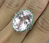 Кольцо с розовым аметистом и изумрудами Серебро 925