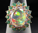 Кольцо из коллекции "Mia" с опалом, танзанитами и изумрудами Серебро 925