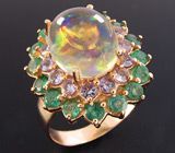 Кольцо из коллекции "Mia" с опалом, танзанитами и изумрудами Серебро 925
