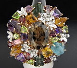 Потрясающее КРУПНОЕ кольцо с самоцветами! Ручная работа Серебро 925