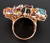 Потрясающее КРУПНОЕ кольцо с самоцветами! Ручная работа Серебро 925