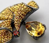 Подвеска с цитрином, золотисто-желтыми и оранжевым сапфирами Серебро 925