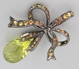 Кулон с бриолетом лимонного цитрина и сапфирами Серебро 925