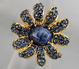 Кольцо с насыщенно-синими сапфирами Серебро 925