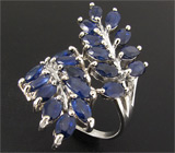 Элегантное кольцо с синими сапфирами Серебро 925